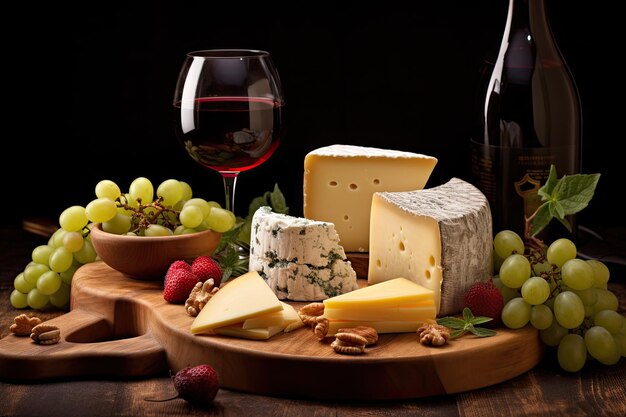 Friendly party with wine and cheese at a bar or restaurant