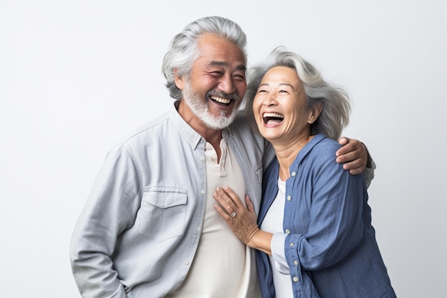 Friendly smiling senior couple