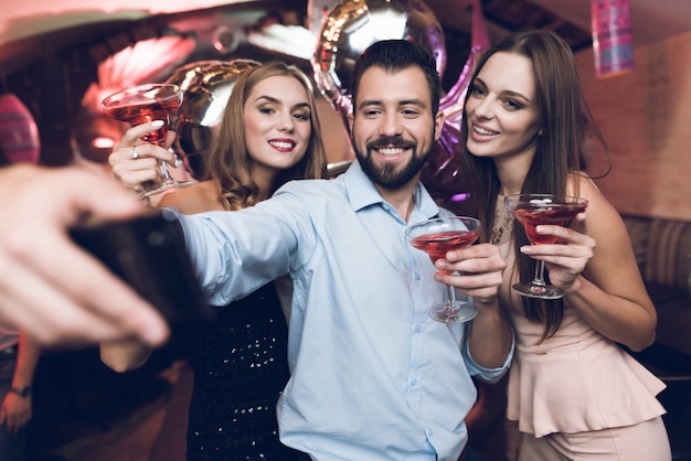 Friends Celebrating in Luxury Nightclub