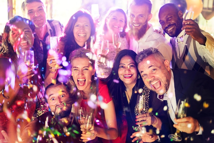Photo friends celebrating new years eve