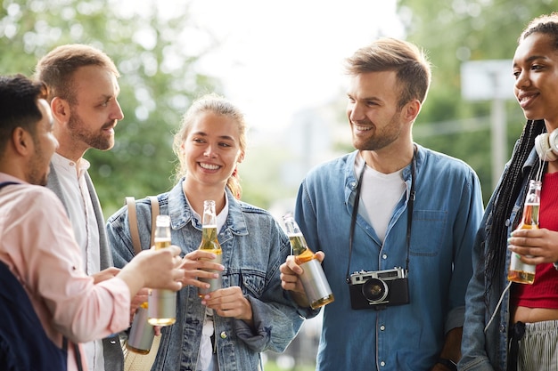 Friends drinking light beer