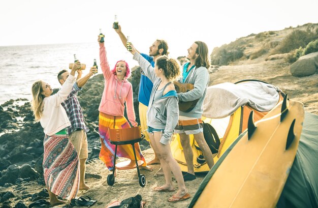 Photo friends enjoying at beach