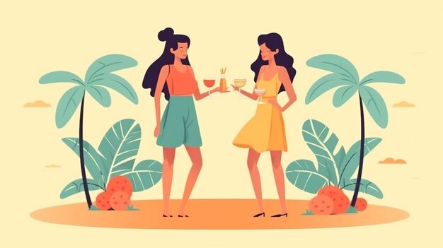 Friends enjoying Friendship Day flat vector illustration