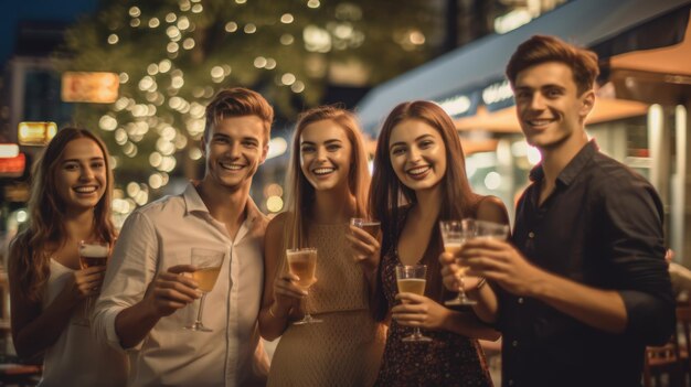 Friends enjoying a night out at the bar