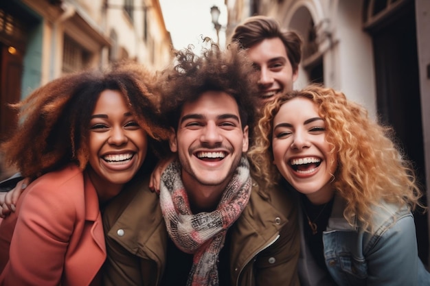 Friends Enjoying Outdoor Together Generative AI