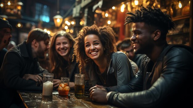 friends enjoying time in bar