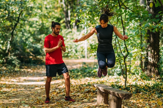 Friends Exercising in the Park