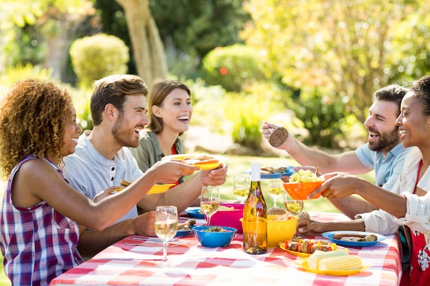 Friends having breakfast together