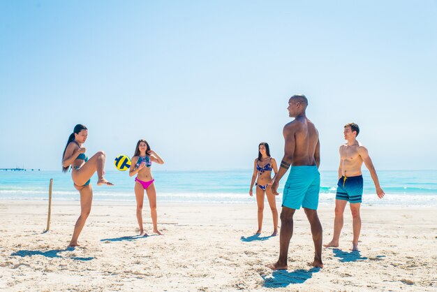 Friends having fun on the beach