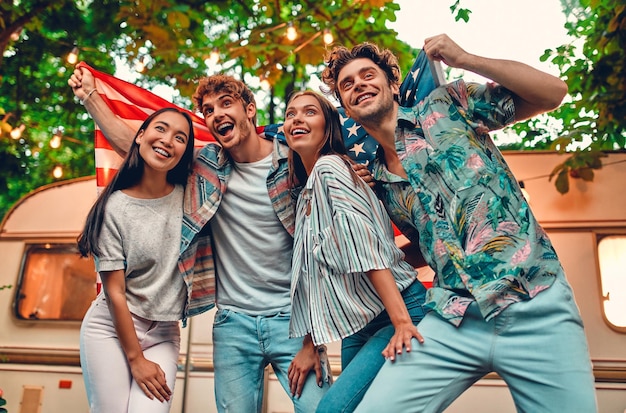 Friends having fun outdoors