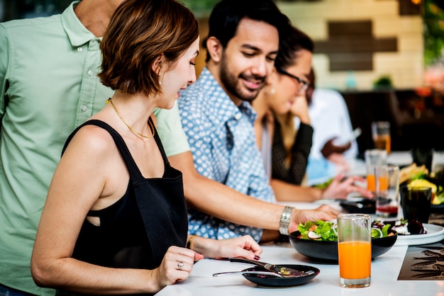 Friends having lunch together