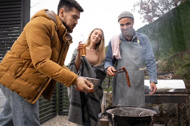 Friends having a nice barbeque together