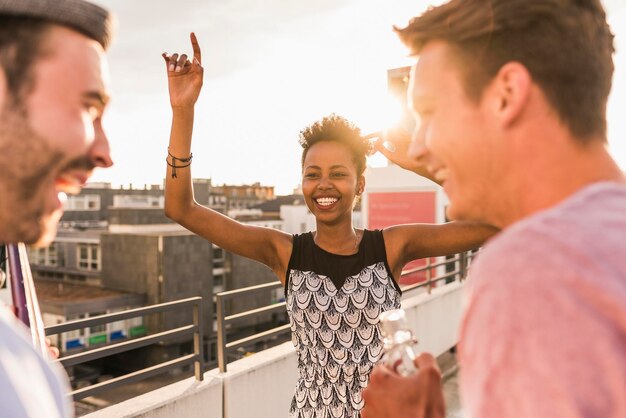 Friends having a rooftop party