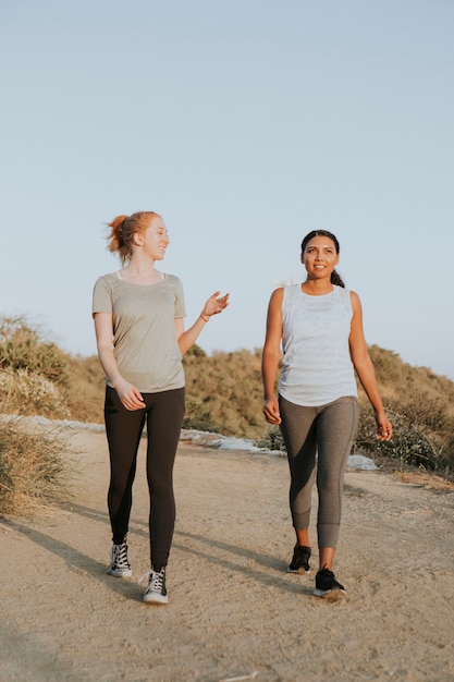 Friends hiking through the hills of Los Angeles