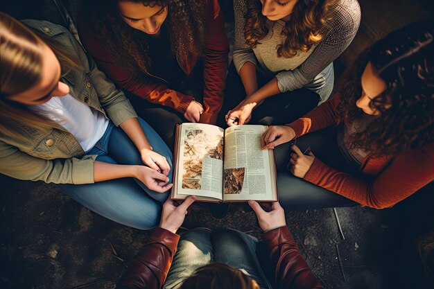 Photo friends holding bible books