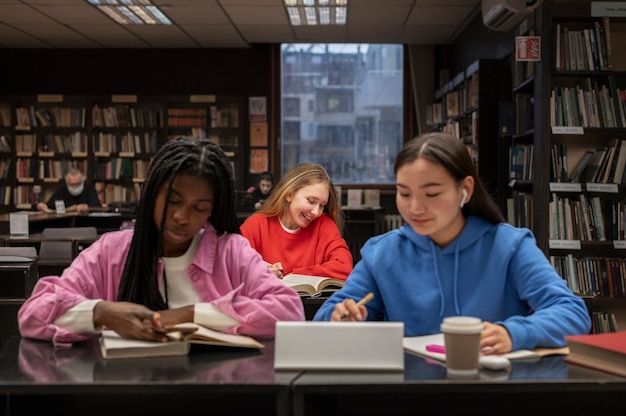 Friends learning in a study group