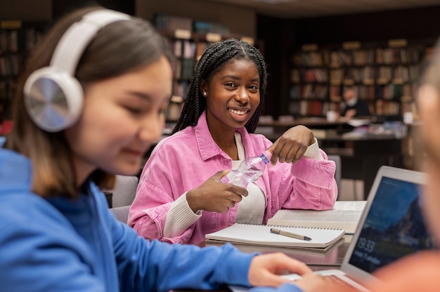 Friends learning in a study group