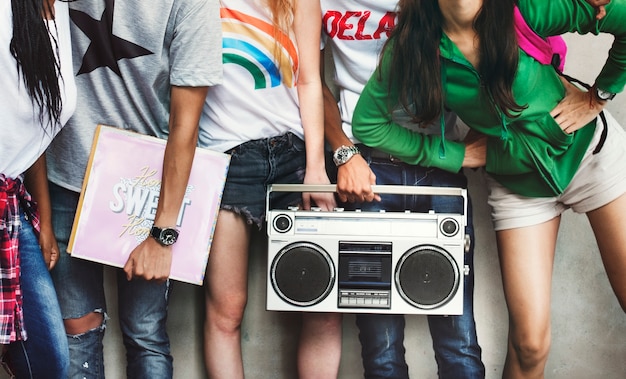 Friends listening to music