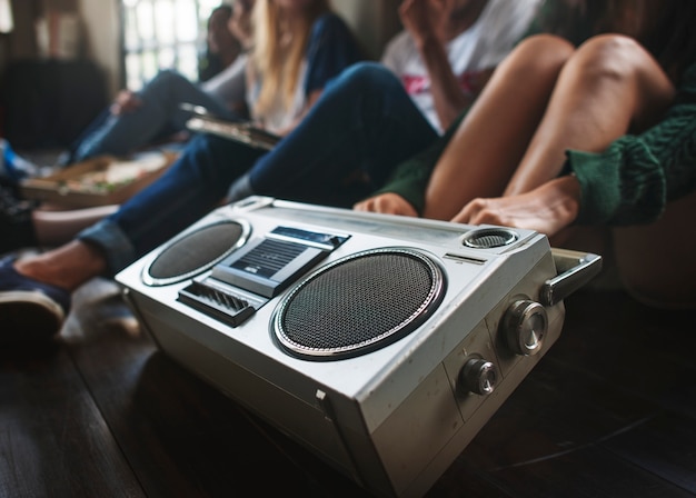 Friends listening to music