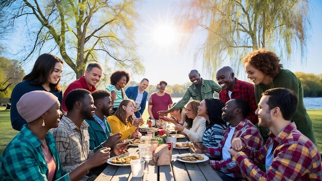 Photo friends meeting outdoors