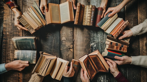 Friends Organizing a Book Swap