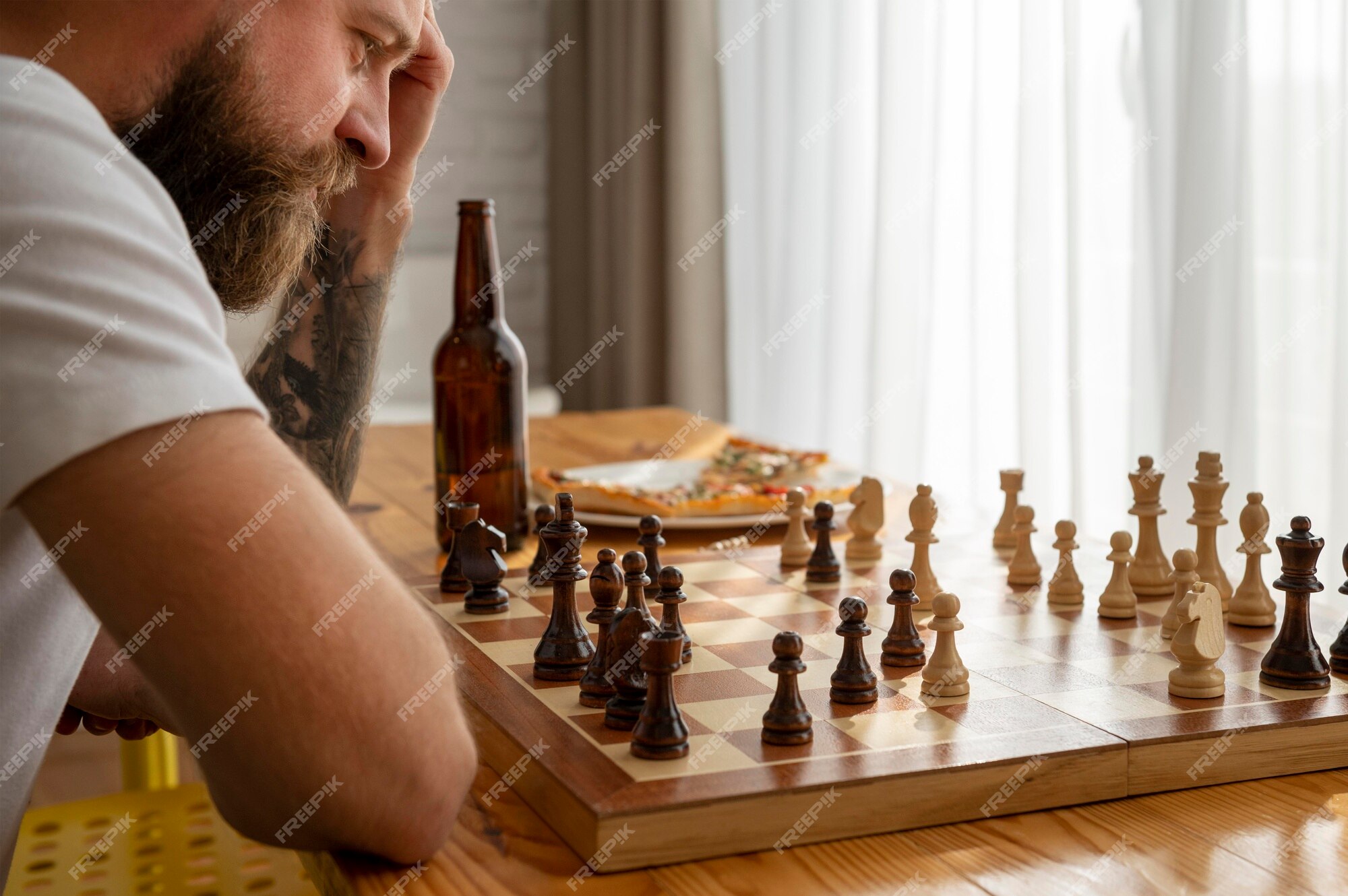 friends playing chess, Stock image