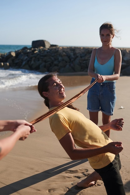 Friends Playing Limbo Game