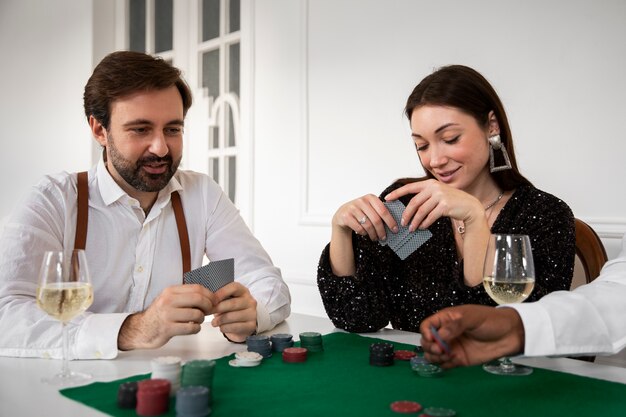 Friends playing poker together