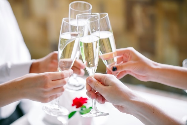 Friends in restaurant having a toast