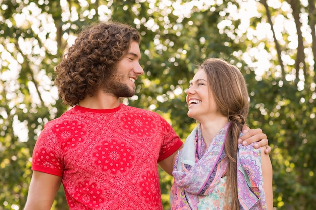 Friends smiling in the park