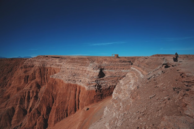 Amici in piedi sulla scogliera contro il cielo blu