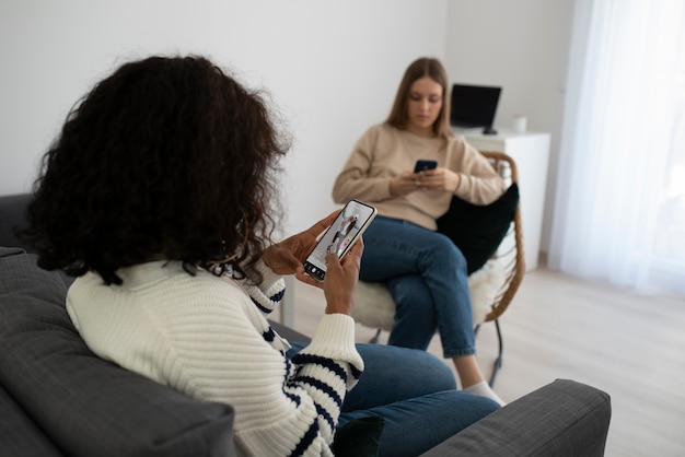 Photo friends suffering from social media addiction