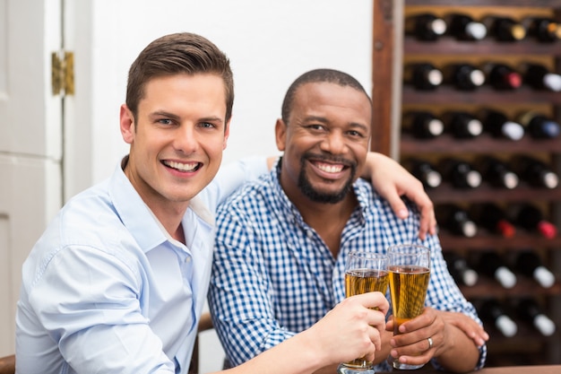 Friends toasting beer glasses