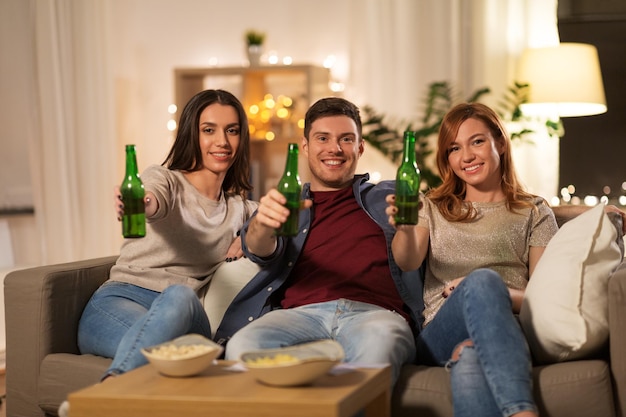 friends toasting nonalcoholic beer at home