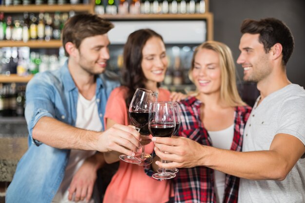 Friends toasting with wine