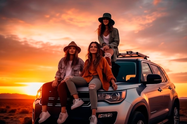 friends traveling with the car