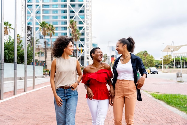 Friends walking on street