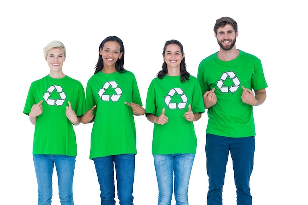 Friends wearing recycling tshirts 