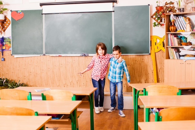 Friendship of boy and a girl at school