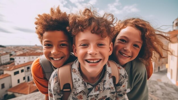 Friendship Day Children's friendship Happy children smiling at the camera