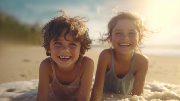 Photo friendship day children's friendship happy children smiling at the camera