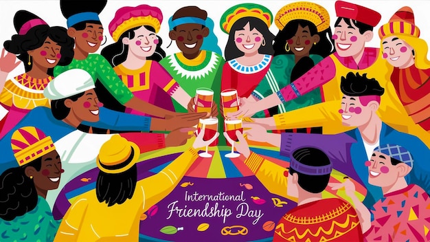 friendship day friend happy background peace concept world text group love vector illust