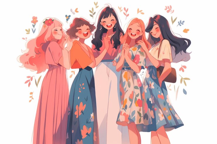 女性の友人との友情の日イラスト
