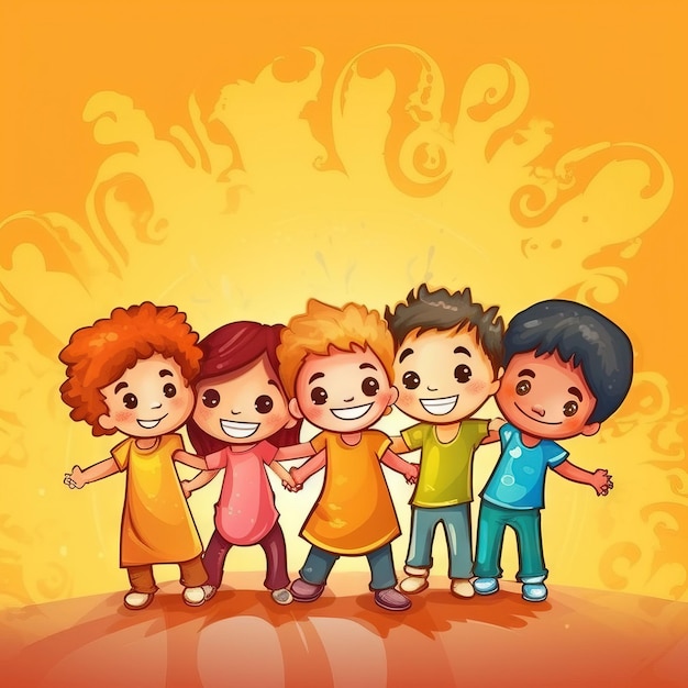 friendship day kids friend High quality ai generated image on white background