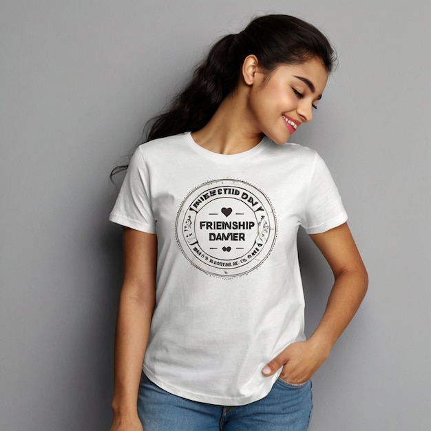 Friendship Day logo in white Tshirt