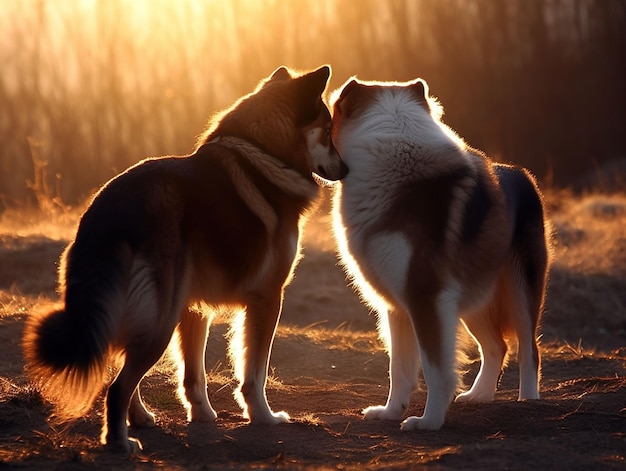 Friendship and feelings between dogs generated ia