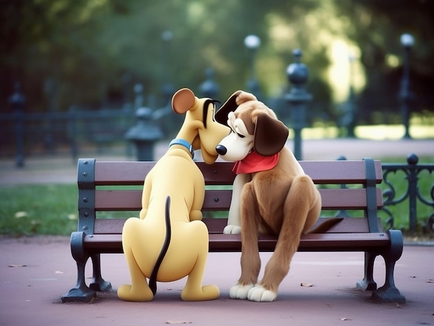 Friendship and feelings between dogs generated ia