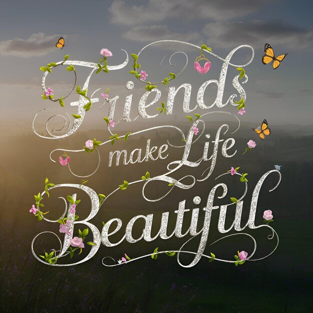 Photo friendship flourish elegant calligraphy amid dawns glow