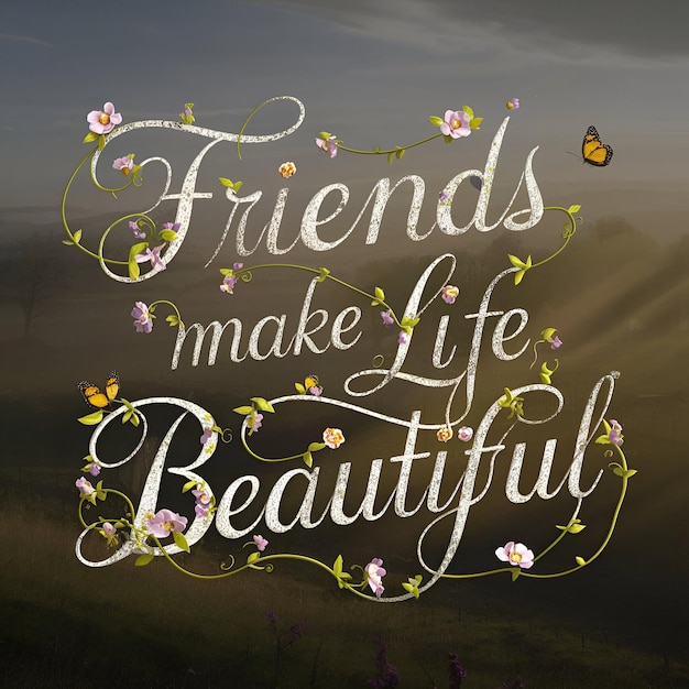 Photo friendship flourish elegant calligraphy amid dawns glow