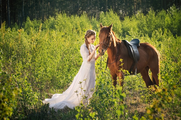 Friendship between woman and horse